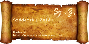 Szádeczky Zalán névjegykártya
